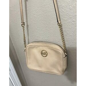 Michael Kors Fulton Blush Pink Pebbled Leather‎ Crossbody Bag 9.5"x7"x2" Purse